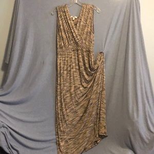 Spense sleeveless black tan cream print dress size xl